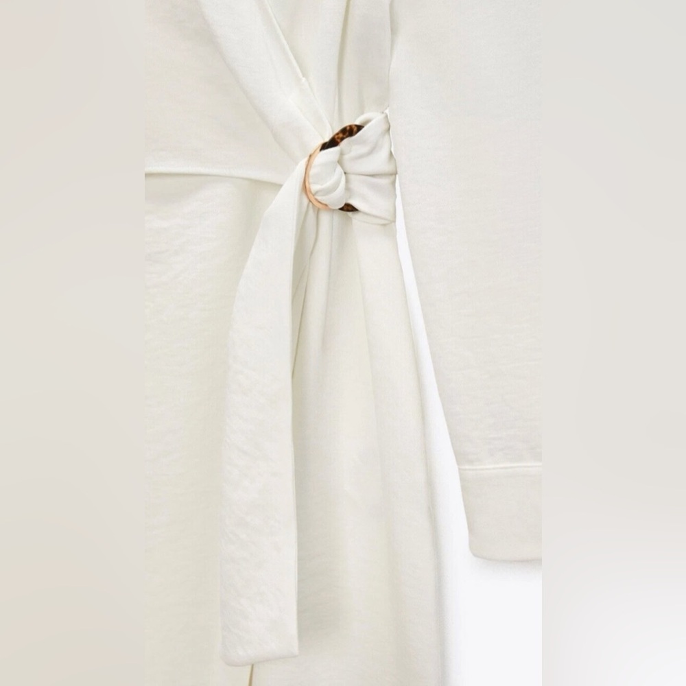 Zara White Ivory Midi Wrap Dress NWT - Picture 7 of 7